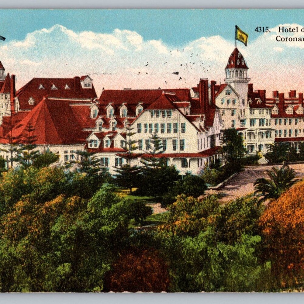 Vintage 1922 Hotel Del Coronado California Postcard With Handwriting #1393